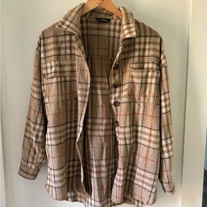 Plaid Tan Button Up Shacket